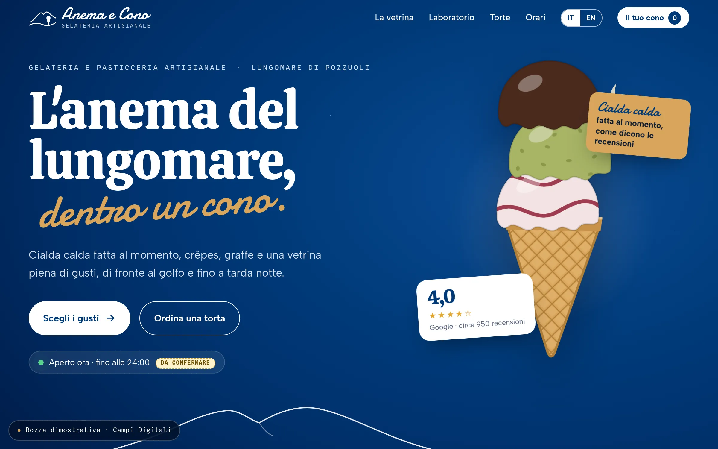 Anteprima desktop del concept per Anema e Cono