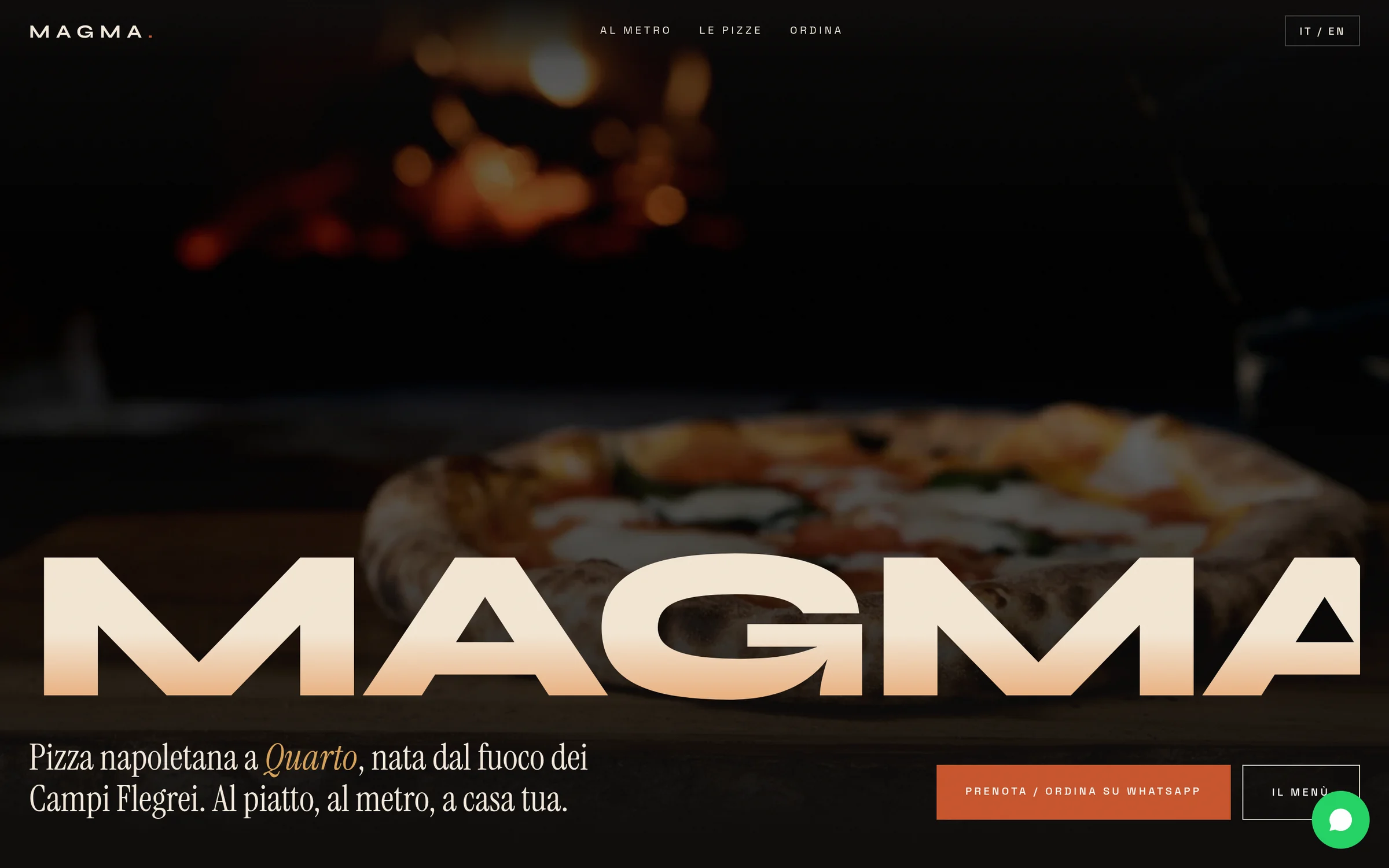 Anteprima desktop del concept per Pizzeria Magma